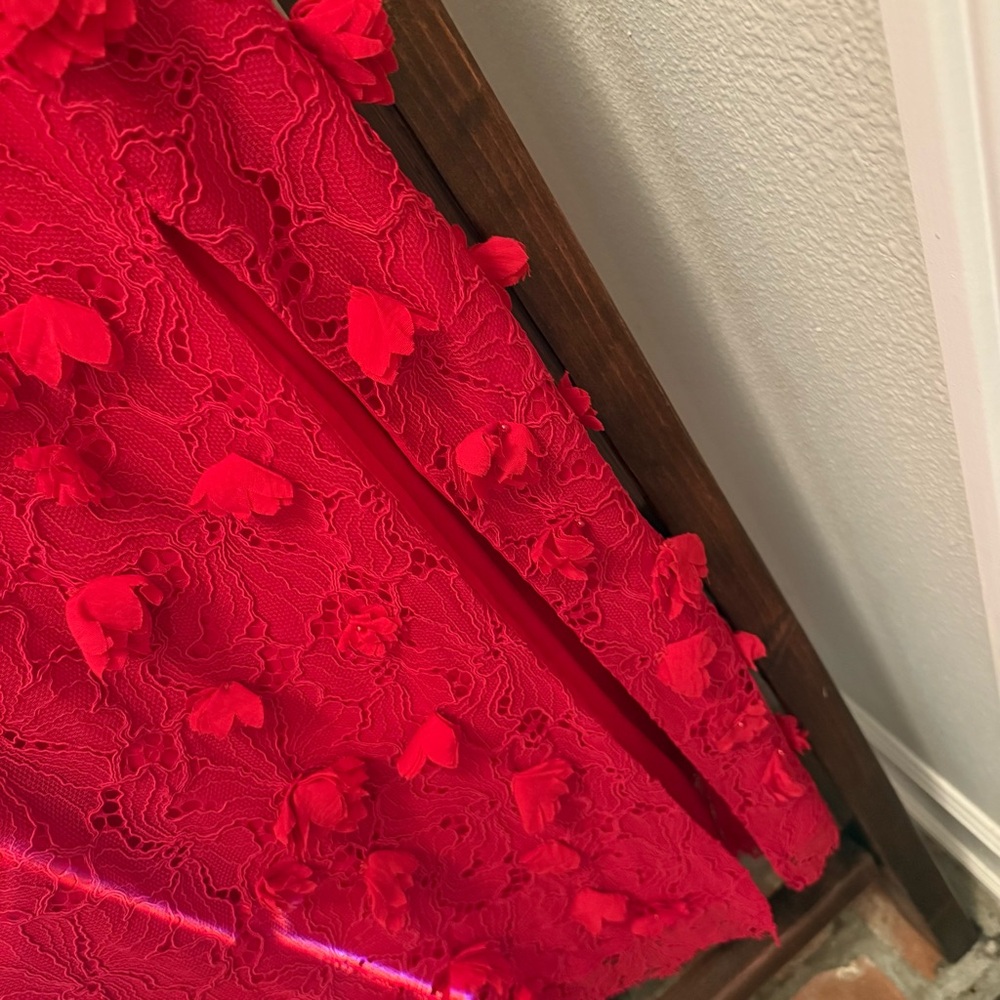 Red Floral Appliqué Lace Midi Dress – NWT – Size 8 - Picture 13 of 15